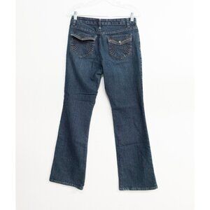 Solo Works Teens Blue Polycotton Denim Jeans Bootcut Dark Wash Medium Rise Zip 8